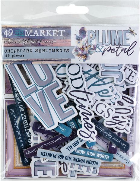 49 And Market Chipboard Set-Sentiments, Plume & Petal