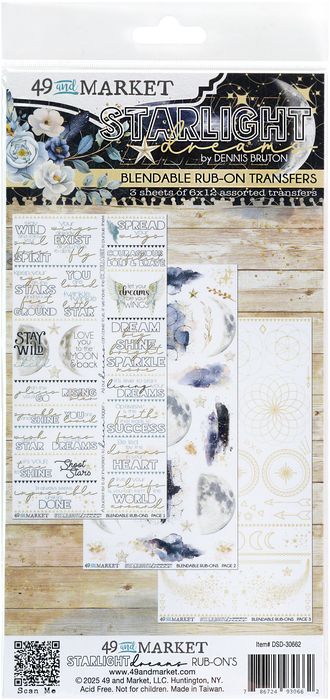49 And Market Rub-On Transfer Set 6"X12"-Starlight Dreams