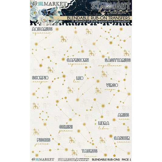 49 And Market Rub-On Transfer Set 6"X8"-Starlight Dreams Constellation