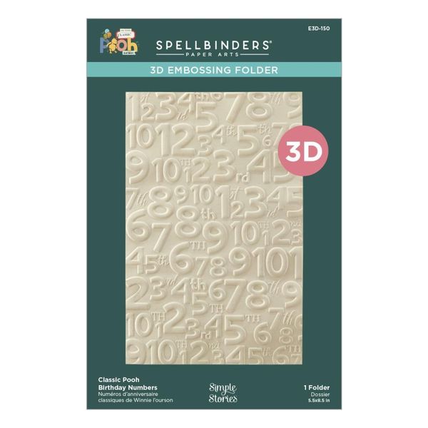 Spellbinders Classic Pooh Birthday Numbers 3D Embossing Folder from the Say Cheese Classic Pooh Birthday Collection