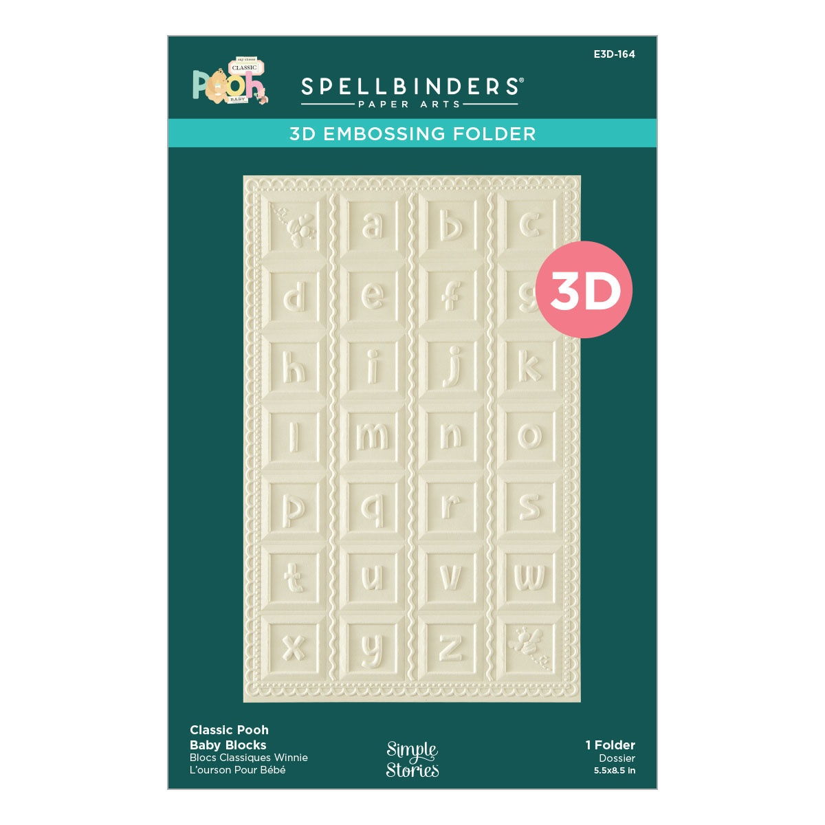 3D Embossing Folder Say Cheese Classic Pooh Baby-Baby Blocks