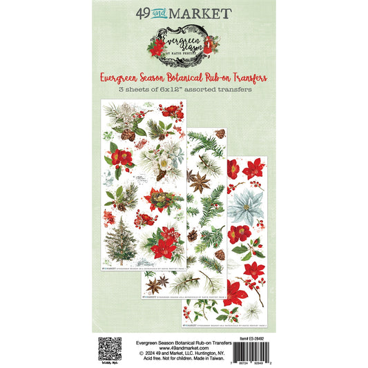 49 And Market Rub-On Transfer Set-Botanical, Evergreen Season