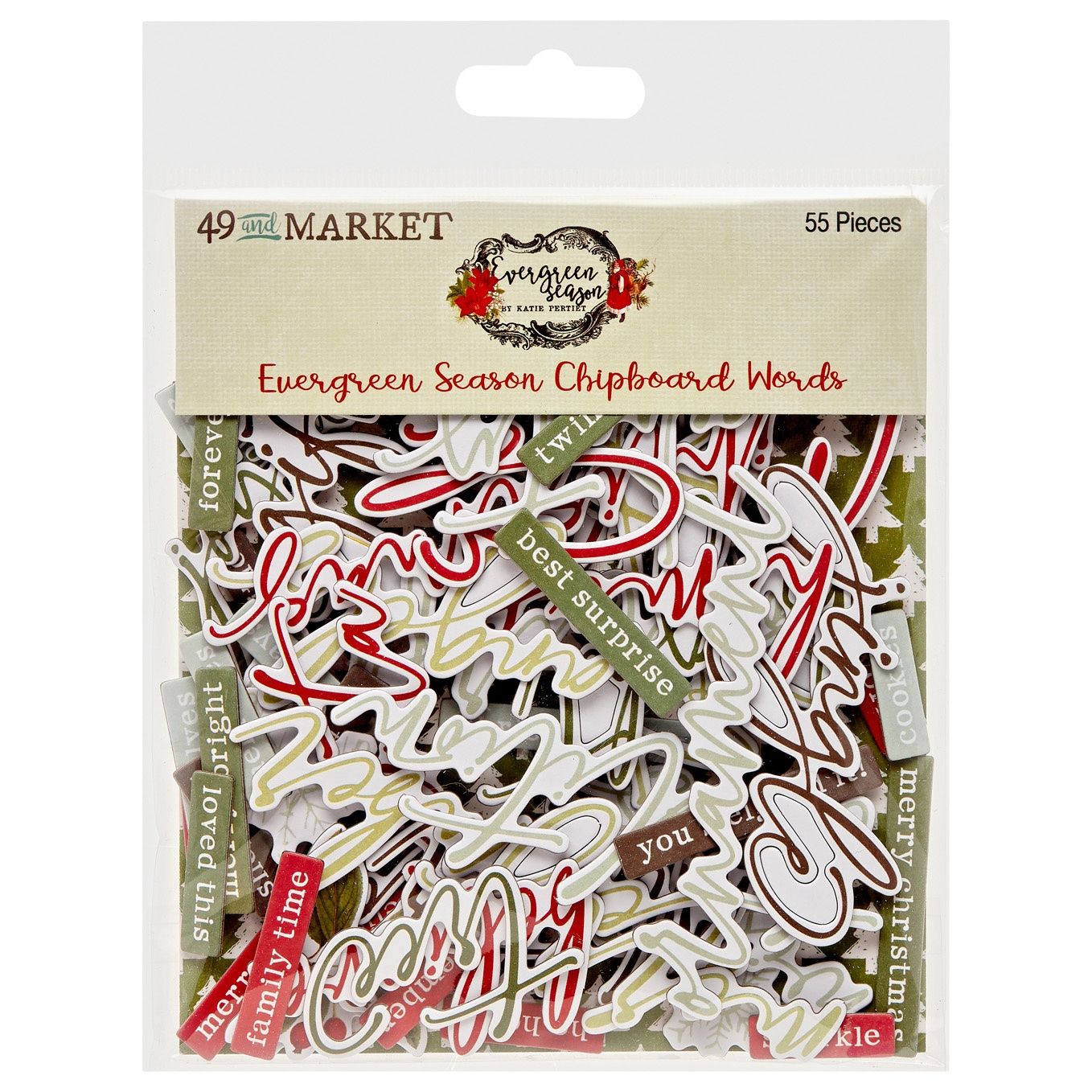49 And Market Chipboard Set-Words, Evergreen Season