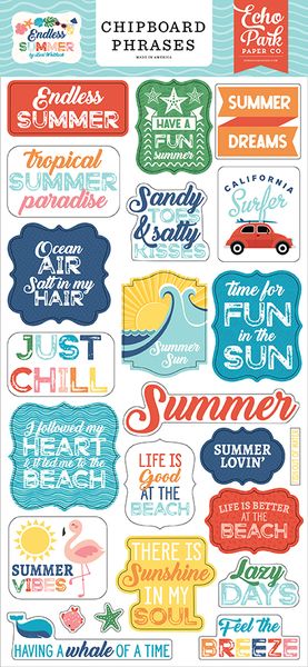 Echo Park Endless Summer Chipboard Phrases