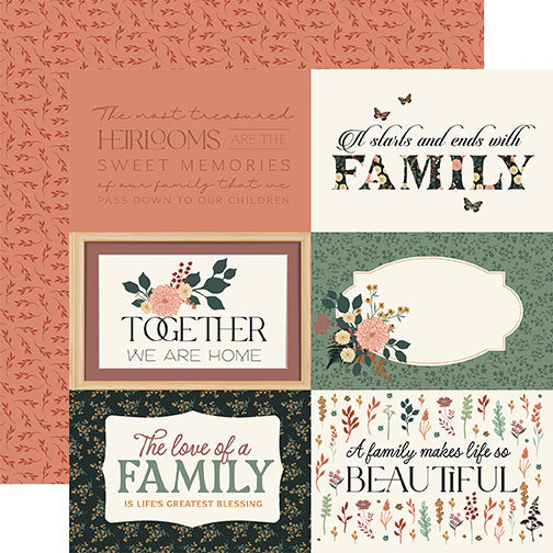 Echo Park -Family 6x4 Journaling Cards 12x12 Paper