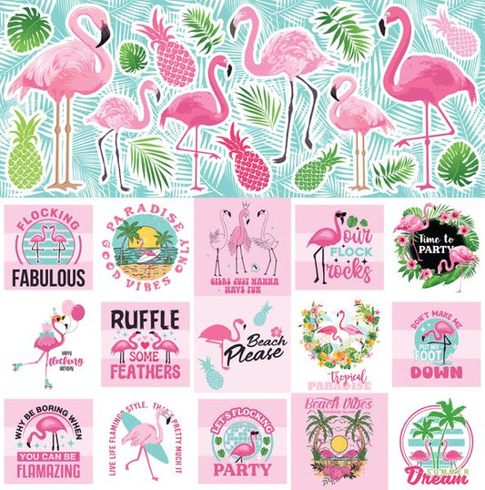 Reminisce Flamingo Beach 12x12 Sticker
