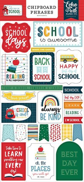 Echo Park Paper First Day Of School Chipboard Phrases