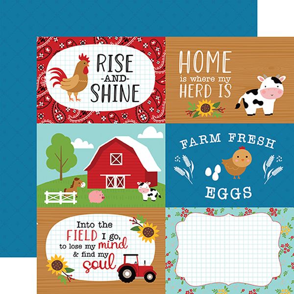 Echo Park Fun On The Farm Double-Sided Cardstock 12"X12"-6"X4" Journaling Cards