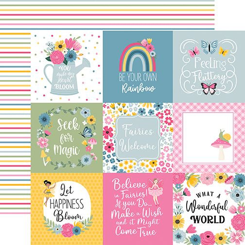 Echo Park Fairy Garden 4x4 Journaling Cards 12x12 DS Patterned Paper (1 Sheet)