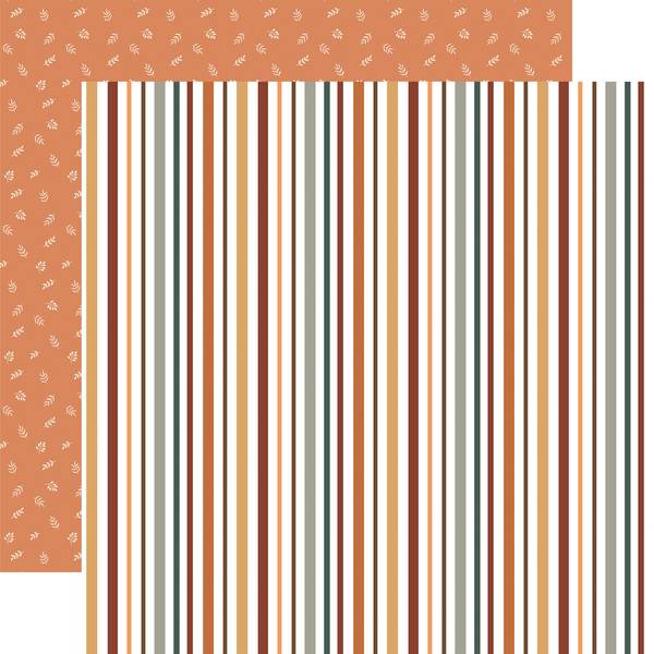 Echo Park Feels Like Fall: Pumpkin Spice Stripes 12x12 DS Paper (1 Sheet)