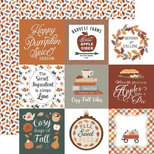 Echo Park Feels Like Fall: 4x4 Journaling Cards 12x12 DS Paper (1 Sheet)