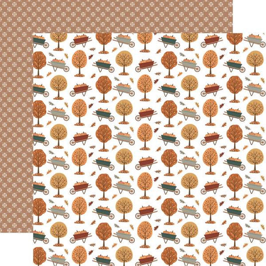 Echo Park Feels Like Fall: Wheelbarrows And Leaves 12x12 DS Paper (1 Sheet)