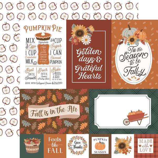 Echo Park Feels Like Fall: Multi Journaling Cards 12x12 DS Paper (1 Sheet)