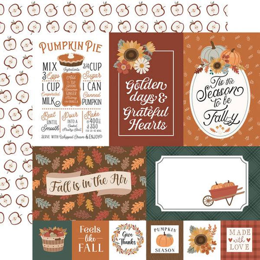Echo Park Feels Like Fall: Multi Journaling Cards 12x12 DS Paper (1 Sheet)