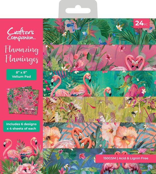 Crafter's Companion Vellum Pad 8"X8"-Flamazing Flamingos
