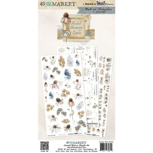 49 and Market Faded Memory Lane 6"X12" Essential Rub-On Transfer Set 6"X12"