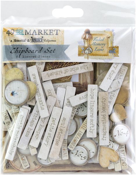 49 and Market Faded Memory Lane Chipboard Set