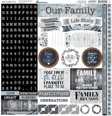Reminisce Family Story 12x12 Alpha Sticker
