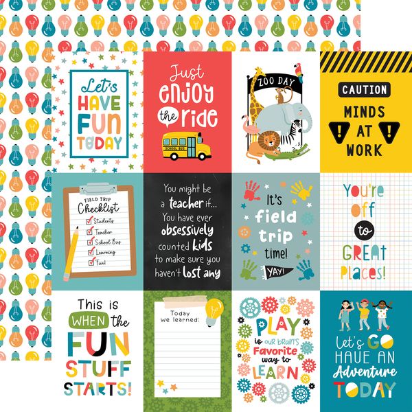 Echo Park Field Trip 3x4 Journaling Cards 12x12 DS Patterned Paper (1 Sheet) (1 Sheet)