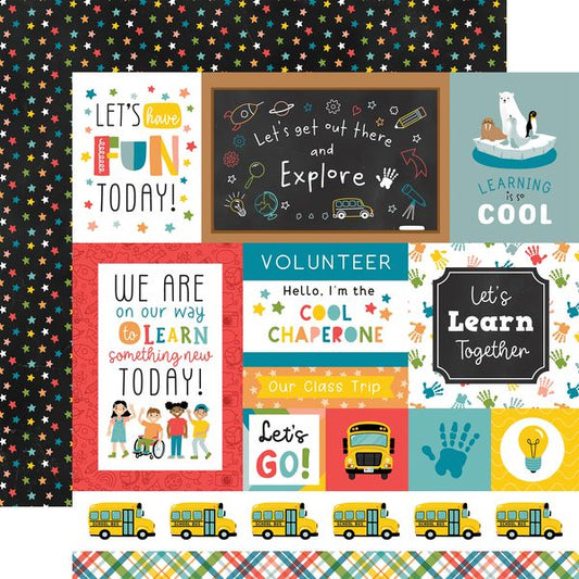 Echo Park Field Trip Multi Journaling Cards 12x12 DS Patterned Paper (1 Sheet) (1 Sheet)