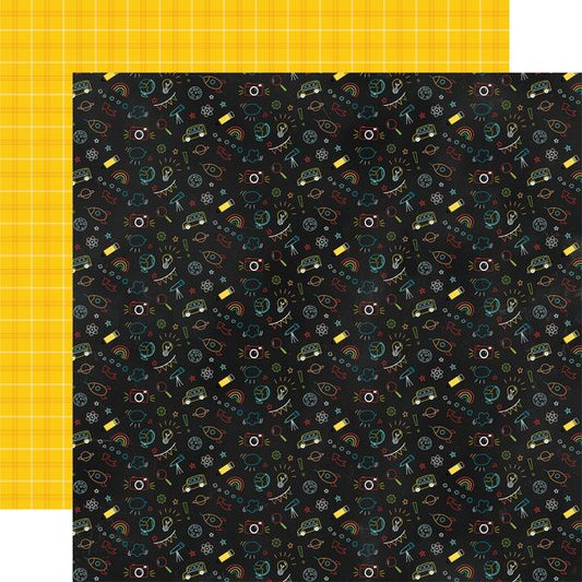 Echo Park Field Trip Neon Chalkboard Doodles 12x12 DS Patterned Paper (1 Sheet) (1 Sheet)