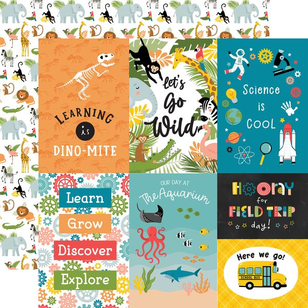 Echo Park Field Trip 4x6 Journaling Cards 12x12 DS Patterned Paper (1 Sheet) (1 Sheet)