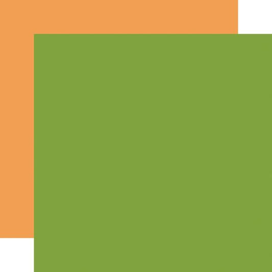 Echo Park Field Trip: Green / Orange 12x12 Coordinating Solid Paper (1 Sheet)