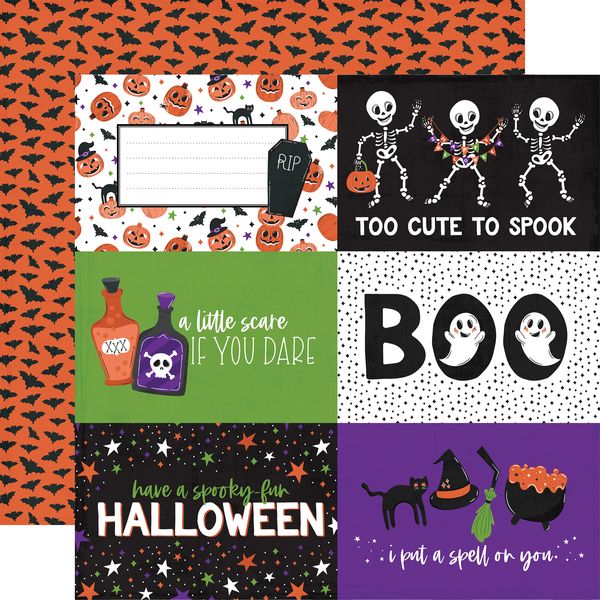 Echo Park Ghosts And Goblins 6x4 Journaling Cards 12x12 DS DS Patterned Paper (1 Sheet)