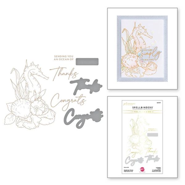 Spellbinders Seahorse Floral Glimmer Hot Foil Plate & DieSet from the Seahorse Kisses Collection by Dawn Woleslagle