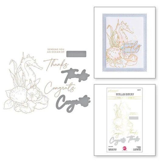 Spellbinders Seahorse Floral Glimmer Hot Foil Plate & DieSet from the Seahorse Kisses Collection by Dawn Woleslagle