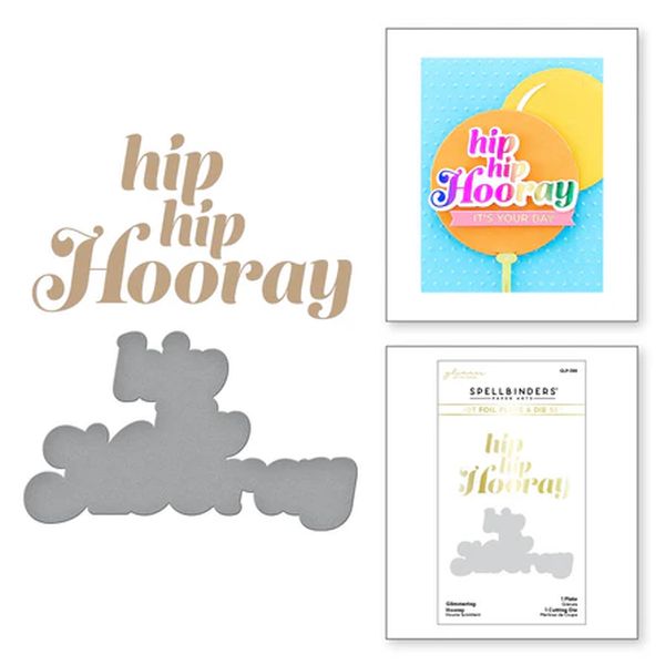 Spellbinders Glimmering Hooray Hot Foil Plate & Die Set from the Itâ€™s My Party Too Collection