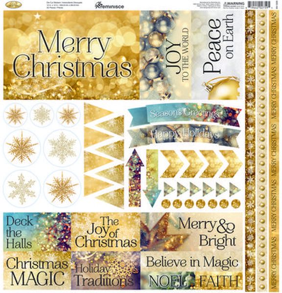 Reminisce Gold Christmas 12x12 Elements Sticker