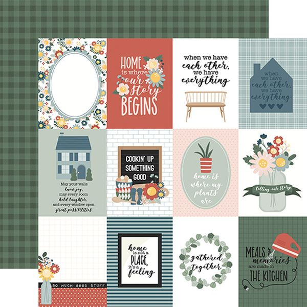 Echo Park Good To Be Home Double-Sided Cardstock 12"X12"-3"x4" Journaling Cards (1 Sheet)