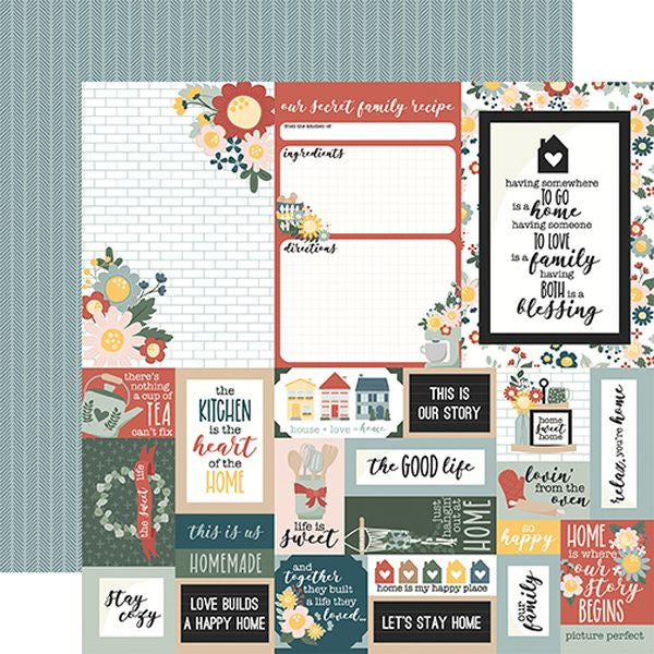 Echo Park Good To Be Home Double-Sided Cardstock 12"X12"-Multi Journaling Cards