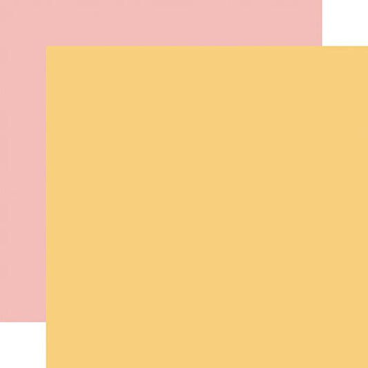 Echo Park Have a Great Summer Yellow / Pink 12x12 Coordinating Solid DS Paper (1 Sheet)