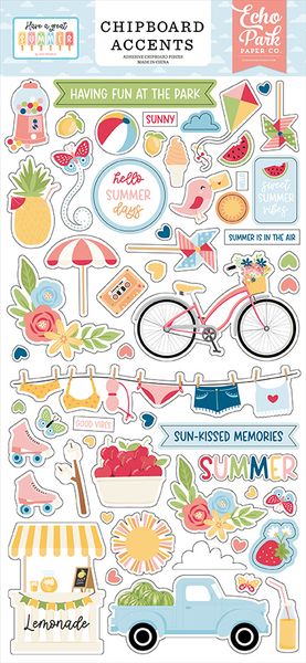 Echo Park  Have A Great Summer 6x13 Chipboard Accents