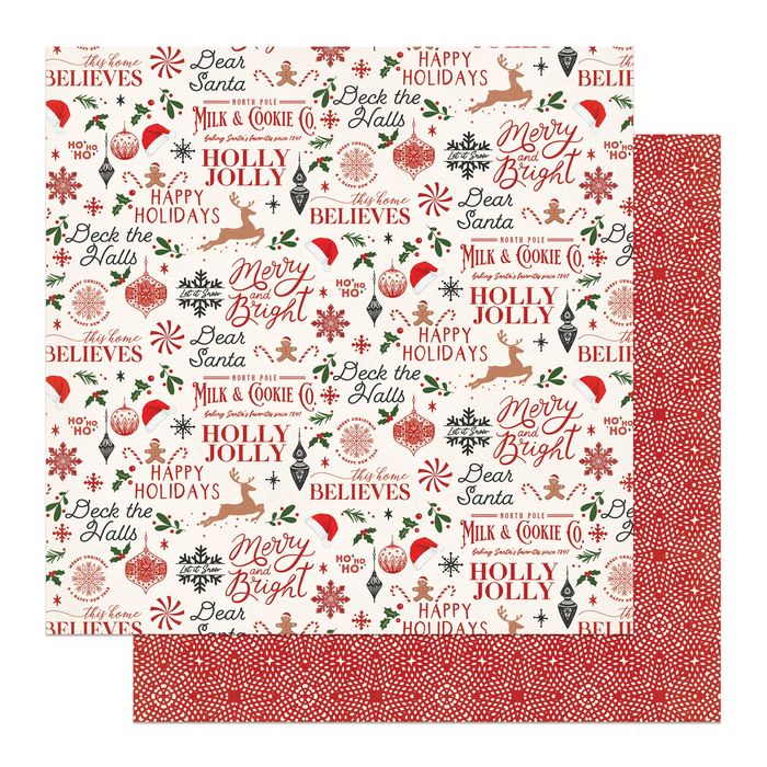Photoplay Holly And Ivy Double-Sided Cardstock 12"X12"-Milk & Cookies
