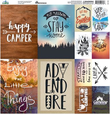 Reminisce Happy Camper 12x12 Poster Stickers