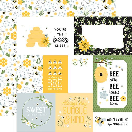 Happy As Can Bee Multi Journaling Cards 12x12 DS Patterned Paper (1 Sheet)