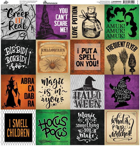 Reminisce Hocus Pocus 12x12 Sticker Sheet