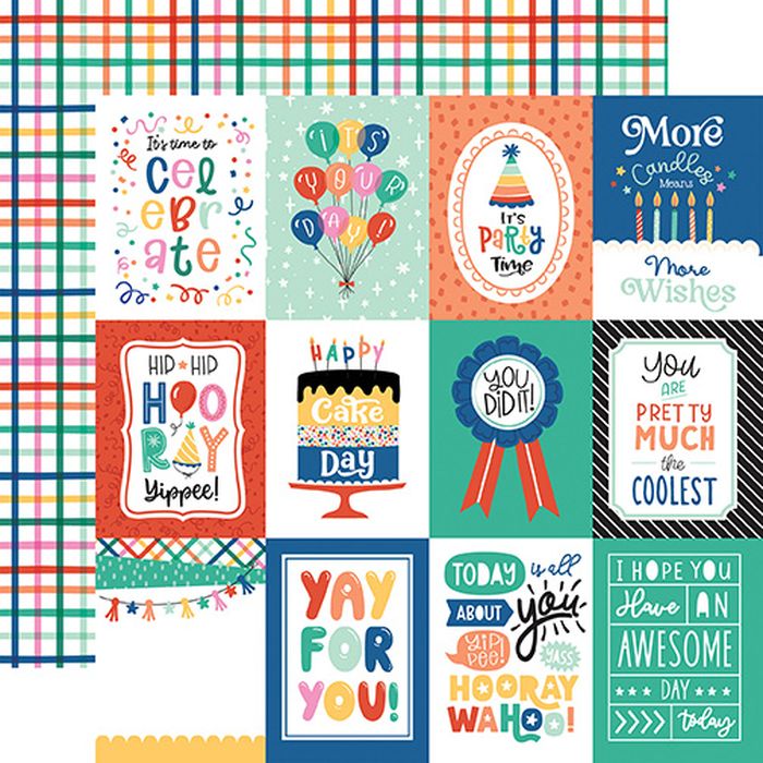 Echo Park - Hip Hip Hooray 3x4 Journaling Cards 12x12 DS Patterned Paper (1 Sheet)