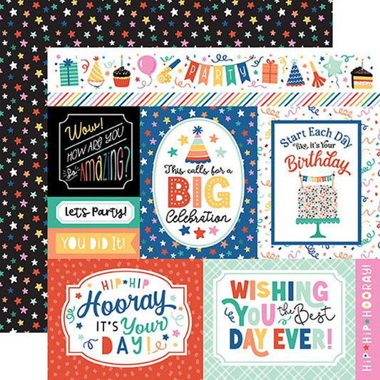 Echo Park - Hip Hip Hooray Multi Journaling Cards 12x12 DS Patterned Paper (1 Sheet)
