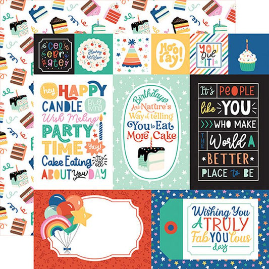 Echo Park - Hip Hip Hooray Mixed Journaling Cards 12x12 DS Patterned Paper (1 Sheet)