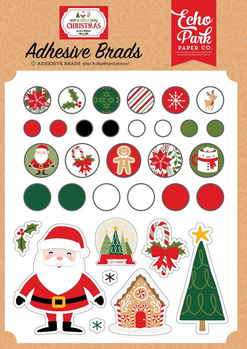 Echo Park Decorative Brads-Have A Holly Jolly Christmas