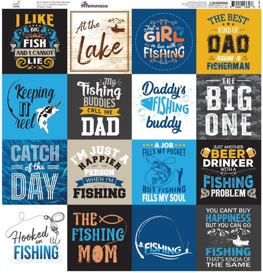 Reminisce Hooked on Fishing 12X12 Sticker