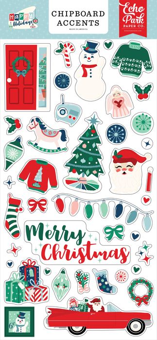 Echo Park Chipboard 6"X13"-Accents, Happy Holidays