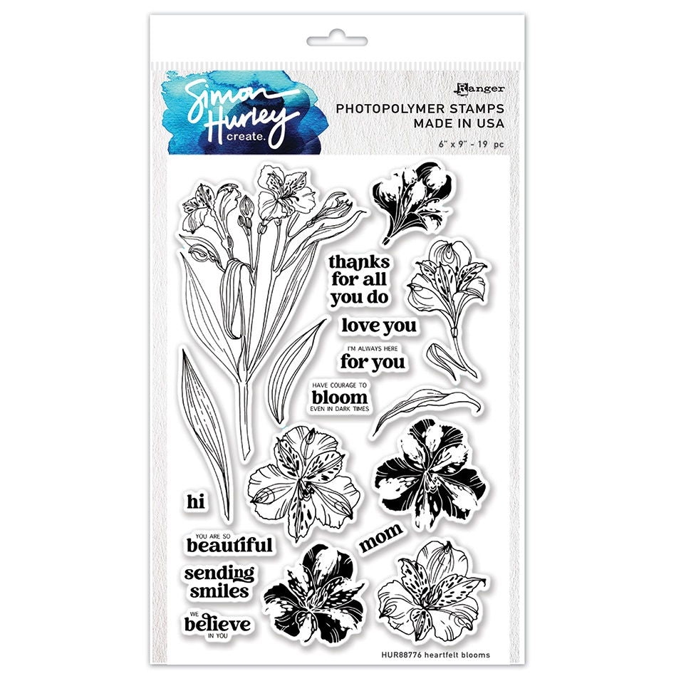 Simon Hurley create. Heartfelt Blooms 6"X9" Photopolymer Stamp