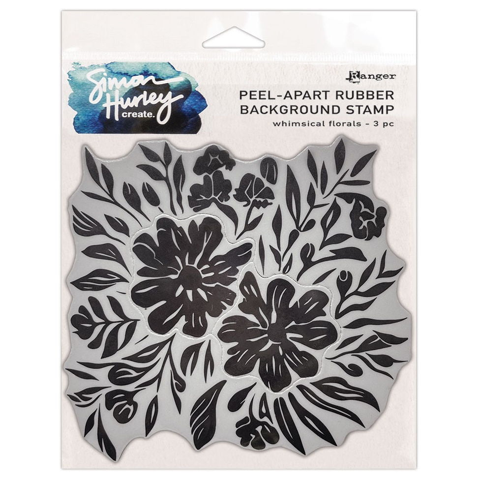 Simon Hurley create. Whimsical Florals 6"X6" Background Stamp