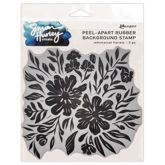 Simon Hurley create. Whimsical Florals 6"X6" Background Stamp