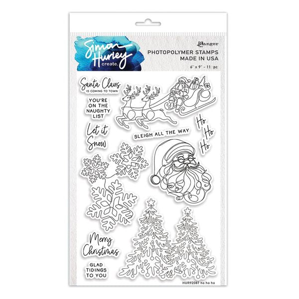 Simon Hurley Create. Clear Stamp Set 6"x9"-Ho Ho Ho